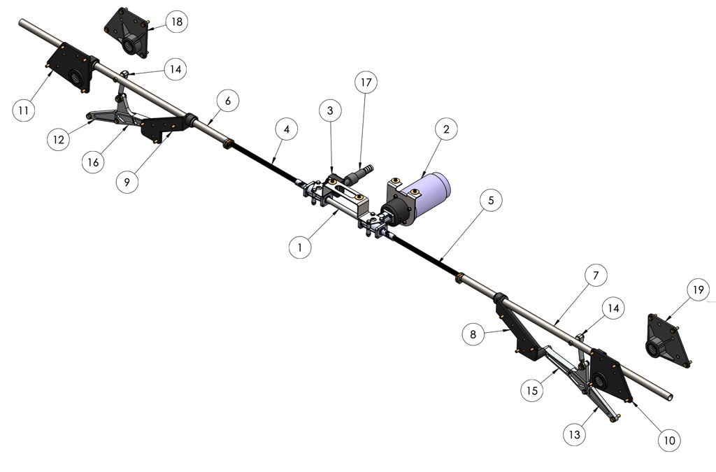 Left Trapezoidal screw DX 345 mm (Right Handed Thread)